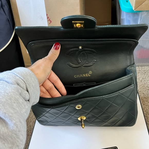 Forest green small Chanel double flap - Picture 4 of 12